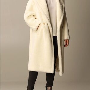 Plush Cream Teddy Coat with Shawl Collar